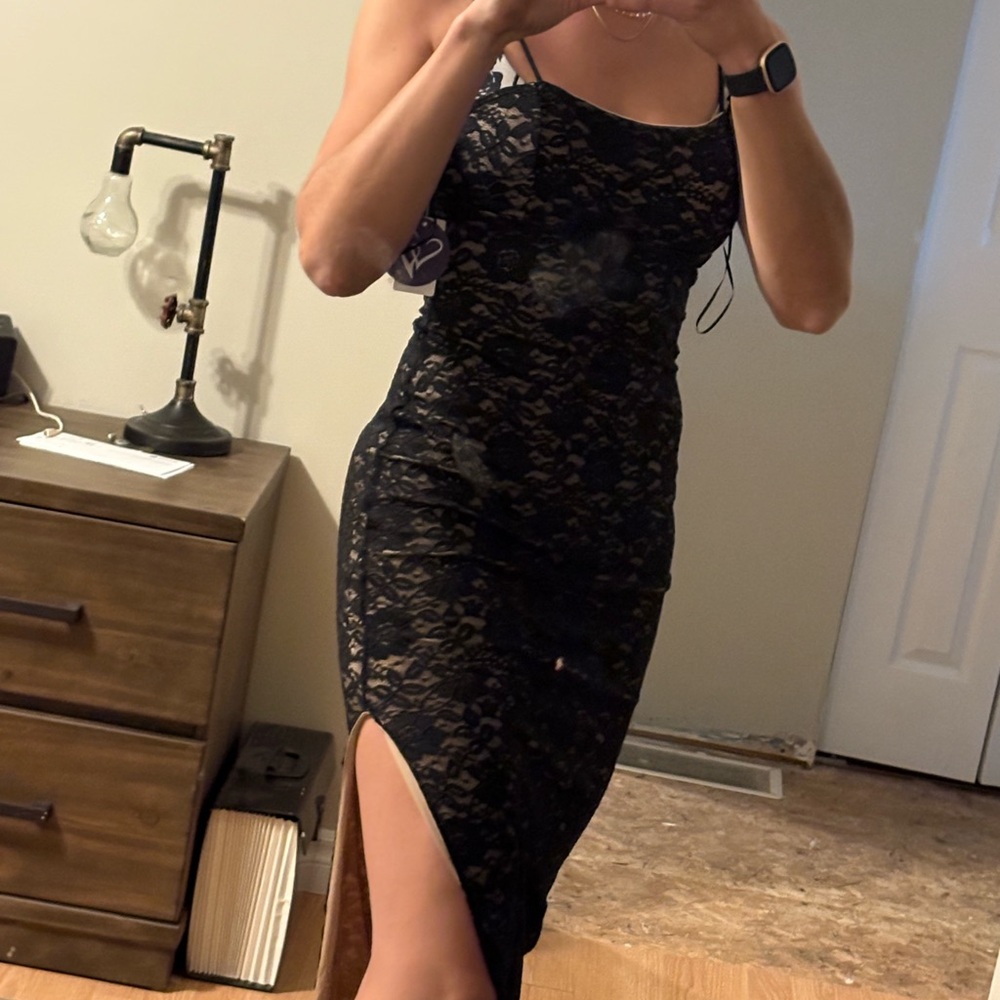 Windsor Black Lace Midi Dress
